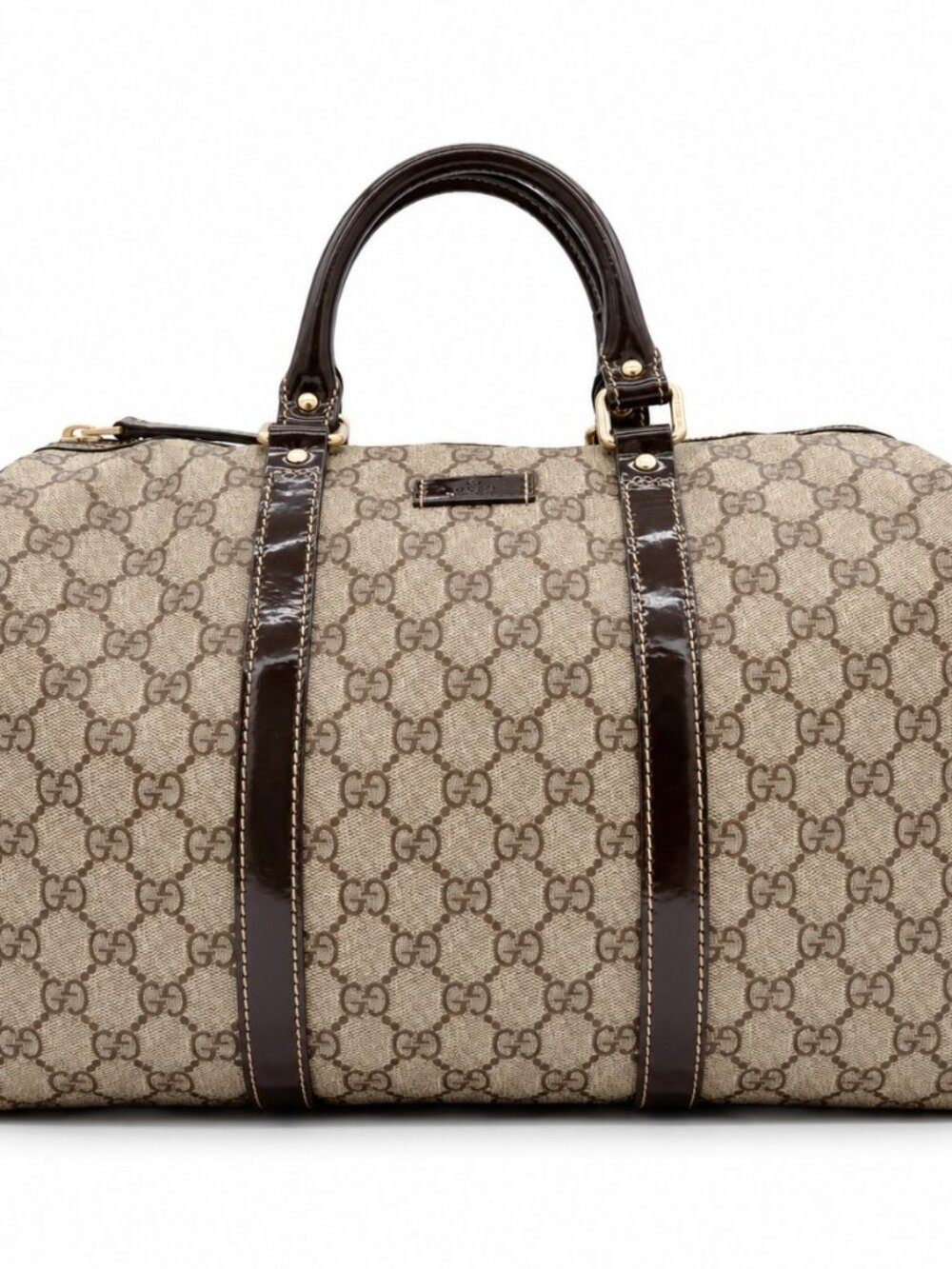 Gucci GG Supreme Boston Bag – Patent Leather Trim (Pre-Owned)